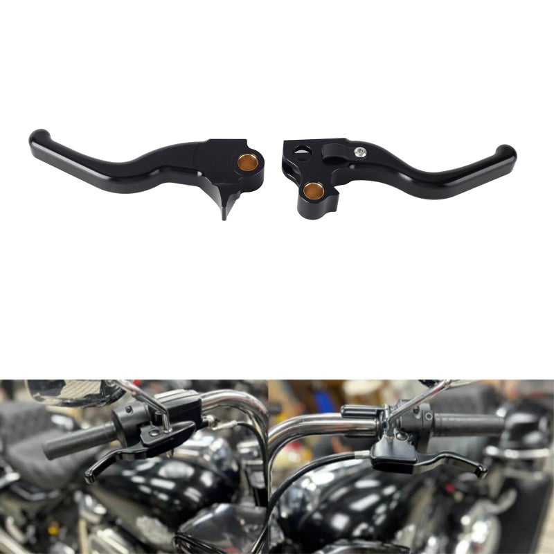 FVMOTO 3 Finger 59 CNC Shorty Hand Control Lever Kit Brake Clutch Levers Fit for Harley Sportster 19962003 Dyna 19962017 Softail 19962014 Touring 19962007Black - Image 2