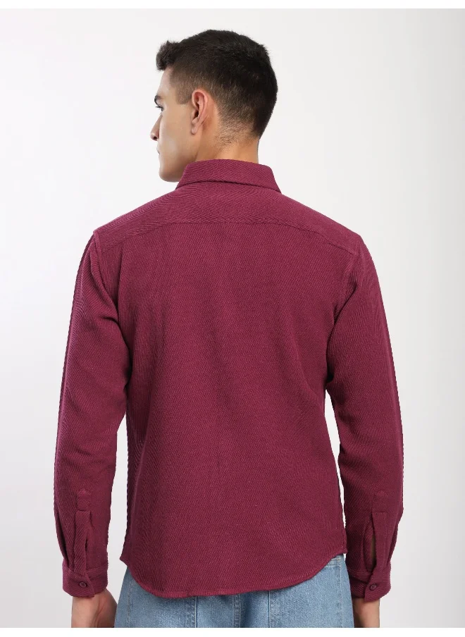 بيونغ Maroon Diagonal Striped Shirt