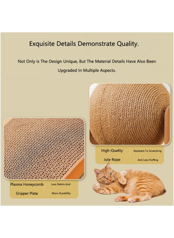 OASIS DESERT Cat Scratching Board With Arched Corrugated Paper And Rattan. Cat Scratching Ball Is Durable And Does Not Shed Fibers. Cat Scratching Board. - Image 5