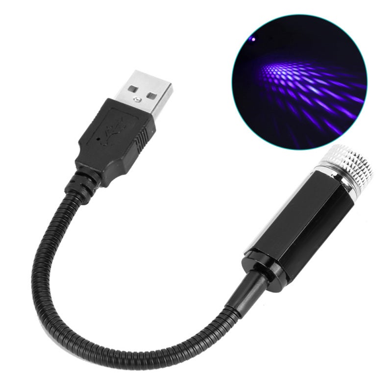 Car Ambient Light USB Plug-In Bendable Wire with Turnable Twist Pattern - Blue Purple Interior Lamp for Car Ceiling Decor - Image 4