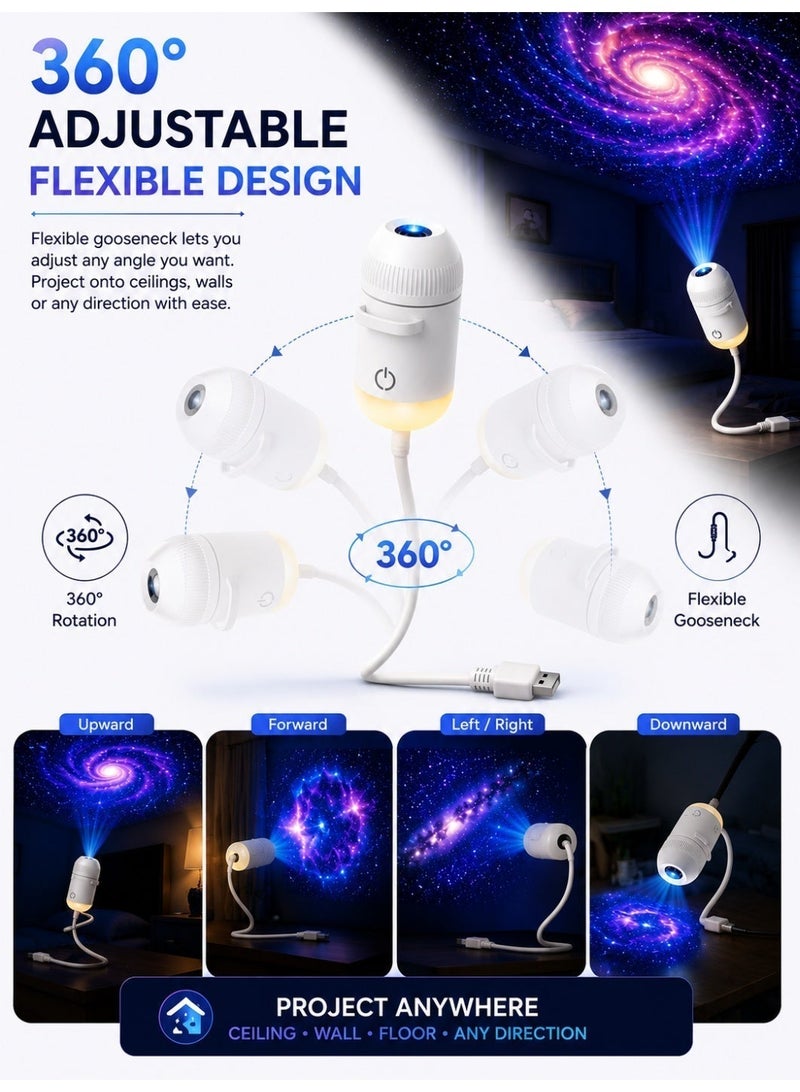 Eworld 2-in-1 Galaxy Projector & Night Light, HD Starry Sky & Milky Way Projector with 6 Projection Films, 360° Adjustable USB Powered LED Space Lamp for Bedroom, Kids & Home Décor - Image 4