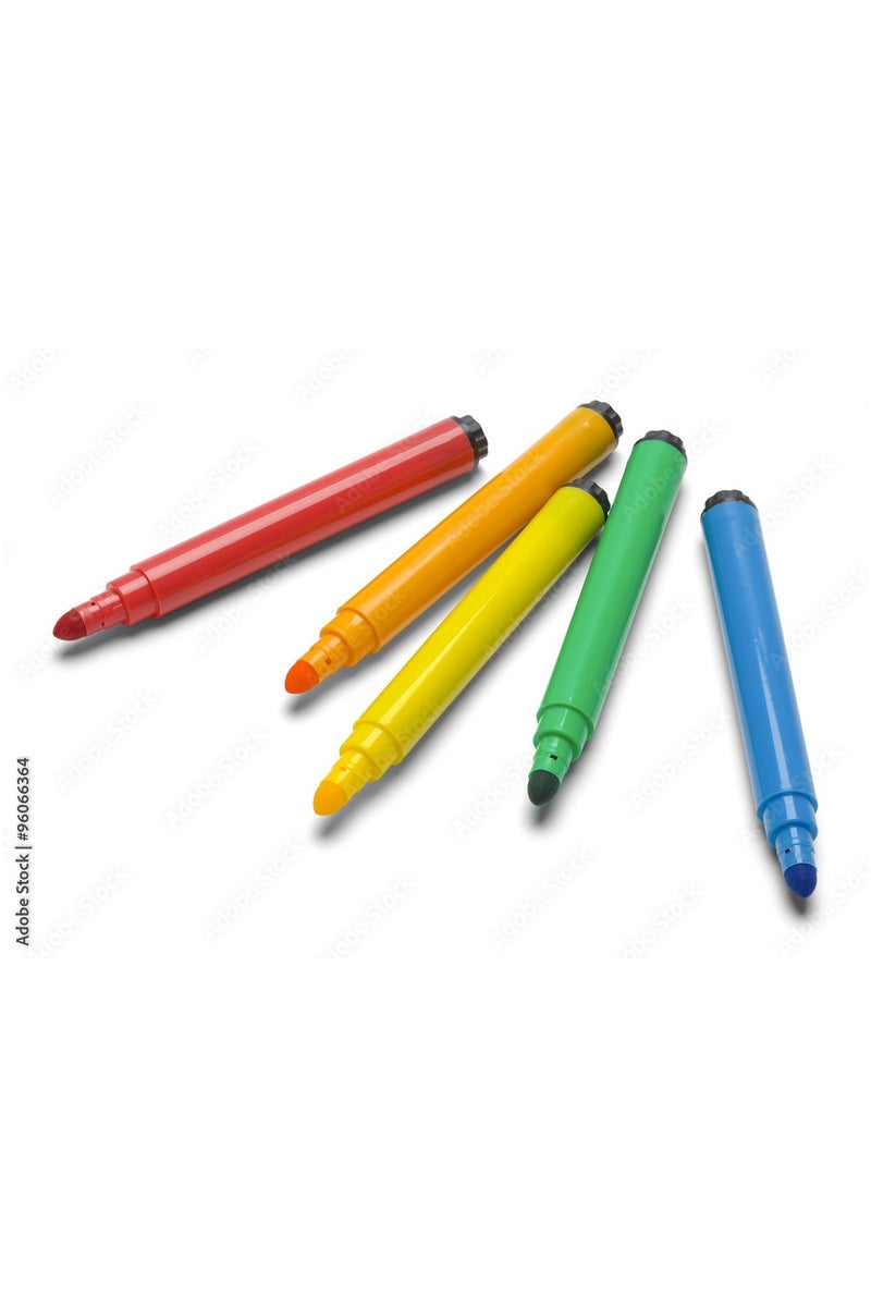 Felt-tip pen colors. Box: 6 multi-colored pens (black - brown - yellow - blue - red - green). - Image 2