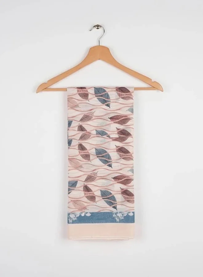lamha abaya Chiffon Scarf with a Delicate Leaf Print