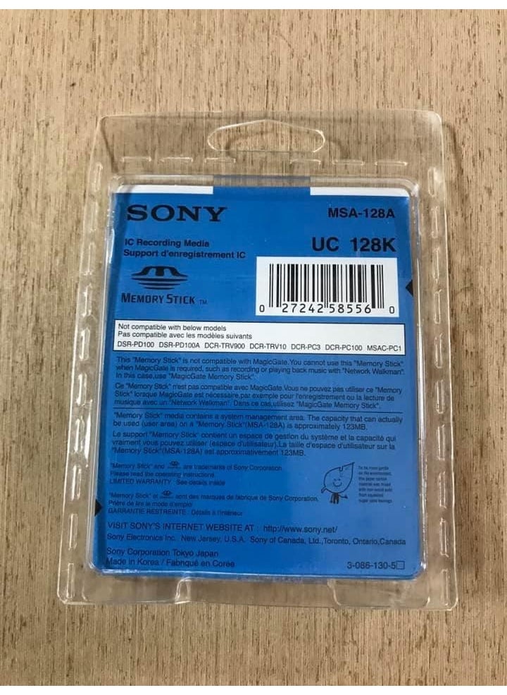Sony MSA-128A Memory Stick 128 MB Memory Card - Memory Card for Sony Old Model Cameras