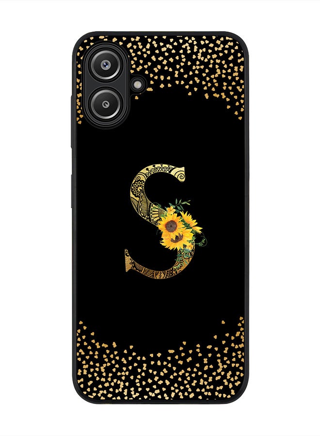 Stylizedd For Samsung Galaxy A06 Case,Slim fit Camera Protection, Shockproof Thin Phone cover - Custom Floral Monogram - S ( Black ) - Image 1