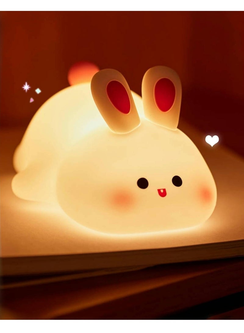 ELTRAZONE Big Face Rabbit Night Light – Cute Bunny LED Lamp, Rechargeable Silicone Squishy Rabbit Nightlight, Dimmable Animal Nightlight for Baby Nursery, Breastfeeding Bedroom & Living Room, Perfect Gift - Image 1