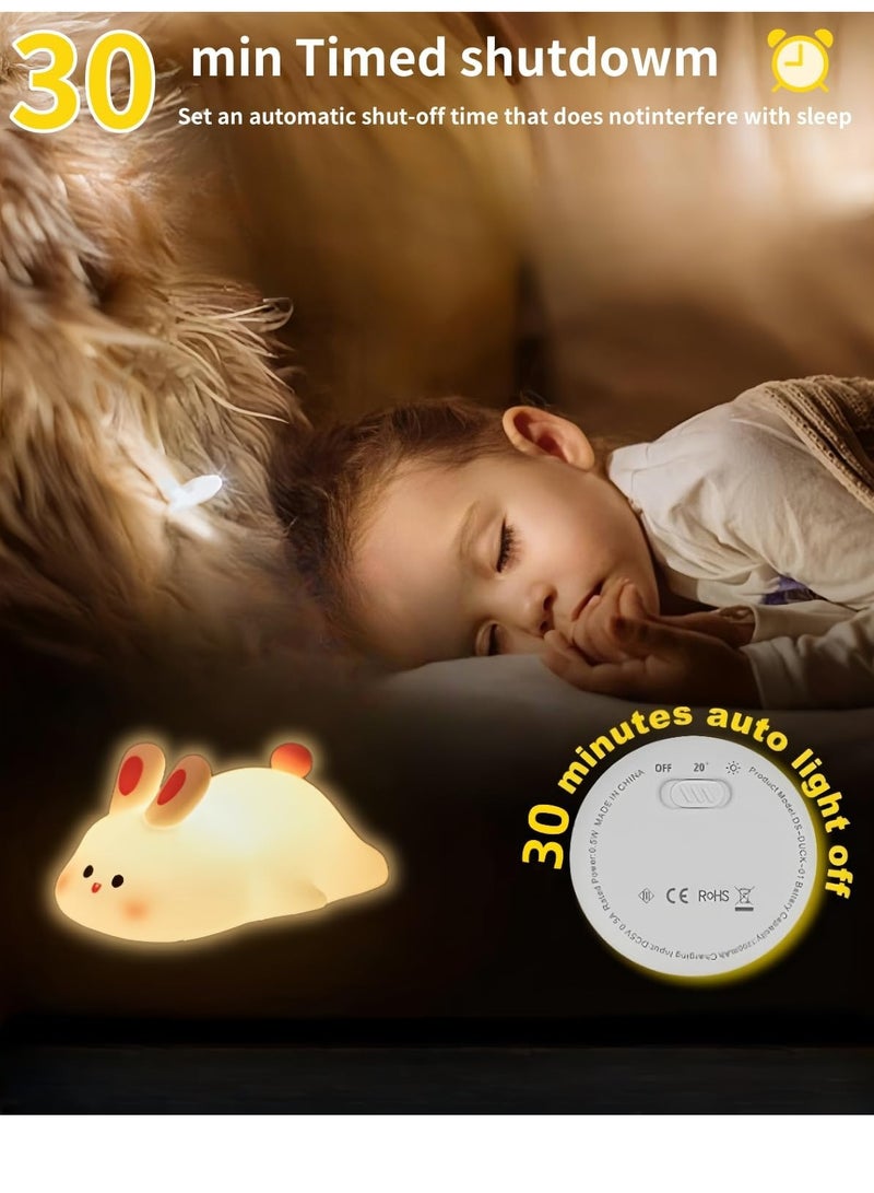 ELTRAZONE Big Face Rabbit Night Light – Cute Bunny LED Lamp, Rechargeable Silicone Squishy Rabbit Nightlight, Dimmable Animal Nightlight for Baby Nursery, Breastfeeding Bedroom & Living Room, Perfect Gift - Image 2