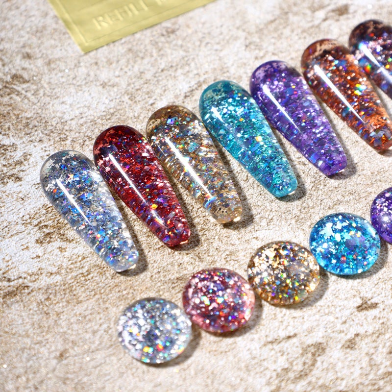 Nail Art Glitter Nail Polish Irregular Crushed Diamond Nail Polish Potherapy Gel Magic Cube Starlight Sparkling Flash Gel - Image 4