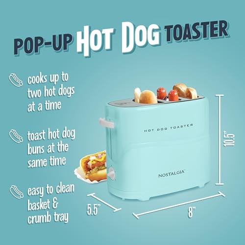 Nostalgia Pop-Up 2 Hot Dog and Bun Toaster With Mini Tongs, Works with Chicken, Turkey, Veggie Links, Sausages and Brats - Image 2