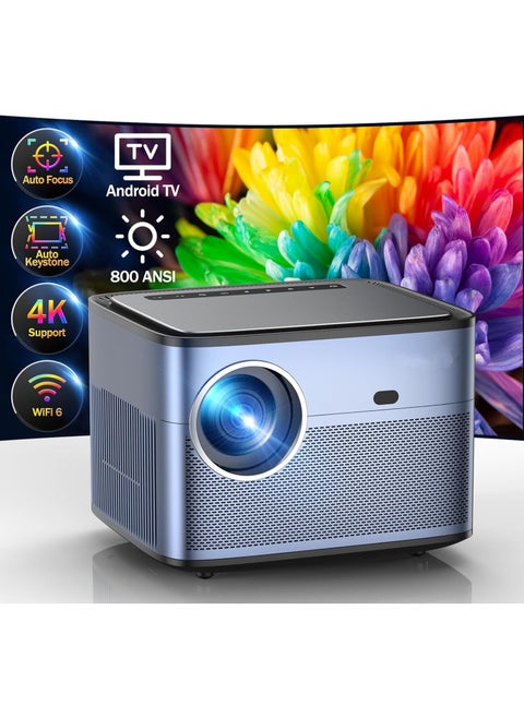 4K Support WiFi Bluetooth Projector | 800 ANSI Lumens Outdoor & Home Theater Projector with Android TV, 4P4D Keystone, Zoom, PPT Mode, 300" Display – Perfect for Movies, Gaming & Presentations