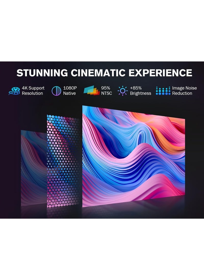 4K Support WiFi Bluetooth Projector | 800 ANSI Lumens Outdoor & Home Theater Projector with Android TV, 4P4D Keystone, Zoom, PPT Mode, 300" Display – Perfect for Movies, Gaming & Presentations