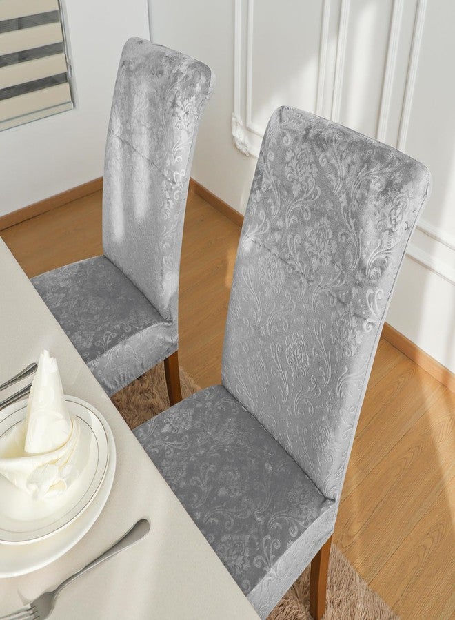 FORCHEER Chair Covers for Dining Chairs Set of 6,Velvet Light Grey Stretch Dining Room Chair Cover Kitchen Parsons Chair Slipcovers (Pack of 6, Velvet Light Grey) - Image 3