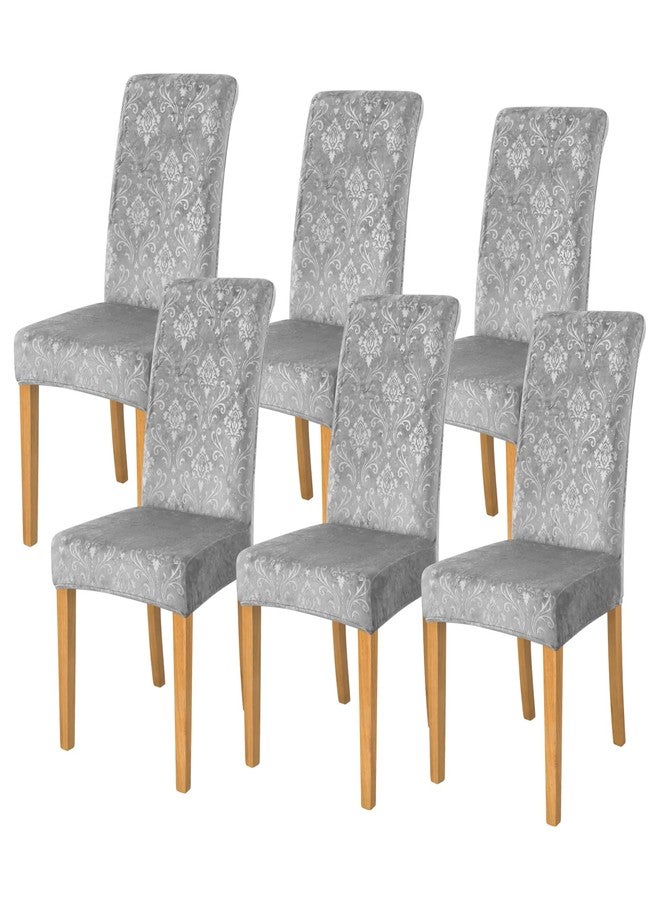 FORCHEER Chair Covers for Dining Chairs Set of 6,Velvet Light Grey Stretch Dining Room Chair Cover Kitchen Parsons Chair Slipcovers (Pack of 6, Velvet Light Grey) - Image 1