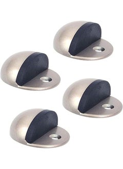 Generic 4 Pack Stainless Steel Floor Door Stopper, 3 M Self Adhesive Anti-Collision Door Holder Door Stop Without Drilling, Door Stopper Set with Rubber Bumper, Silve  - Image 1