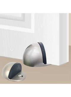 Generic 4 Pack Stainless Steel Floor Door Stopper, 3 M Self Adhesive Anti-Collision Door Holder Door Stop Without Drilling, Door Stopper Set with Rubber Bumper, Silve  - Image 4