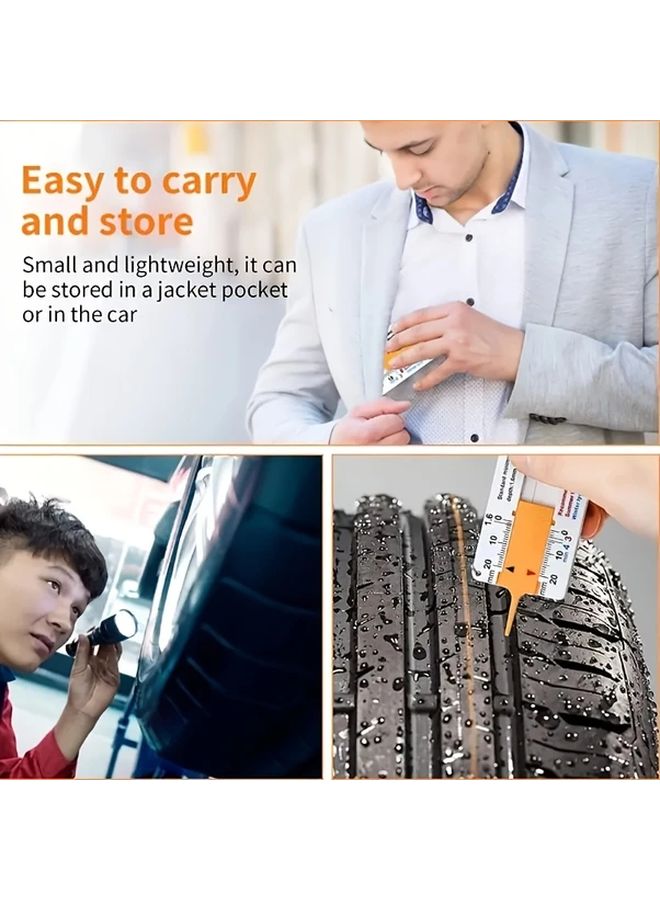 White Tire Tread Depth Gauge Vernier Caliper 0 20mm Portable Measurement Tool - Image 4