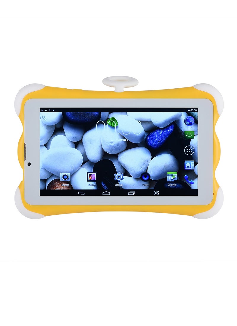 AROAQ A8 Children Tablet, 7 inch IPS Display Screen Kids Learning Machine, Dual Cameras Wifi Bluetooth Android Tablet, Dual Sim Card Student Tablet PC With Octa Core Processor, (1pc, Yellow, 64GB)  - Image 1