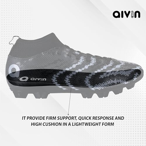 Aivin Pro Rattle Snake Football Stud, Lightweight Insole/Comfort and Grip Football Shoes for Men Black/White - Image 5
