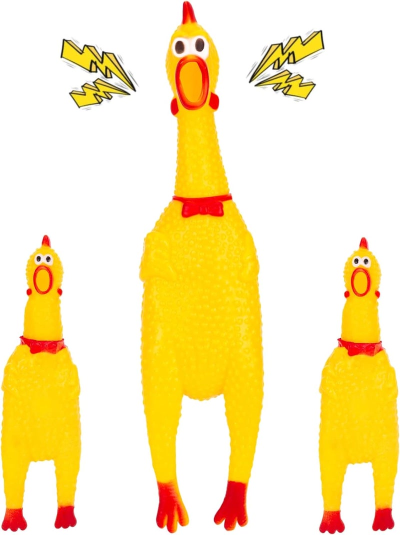 MCPINKY 3PCS Rubber Chicken Dog Toys, Squeaky Chicken Toys Prank Novelty Toy Screaming Chicken Toys for Prank Noise Maker Dog Toys - Image 1
