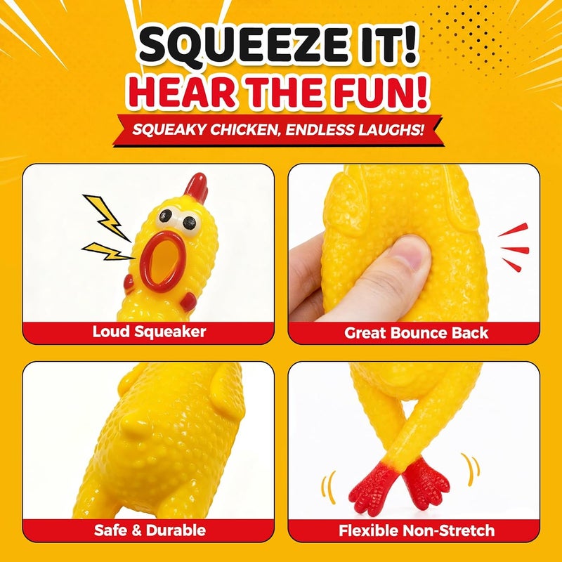 MCPINKY 3PCS Rubber Chicken Dog Toys, Squeaky Chicken Toys Prank Novelty Toy Screaming Chicken Toys for Prank Noise Maker Dog Toys - Image 3