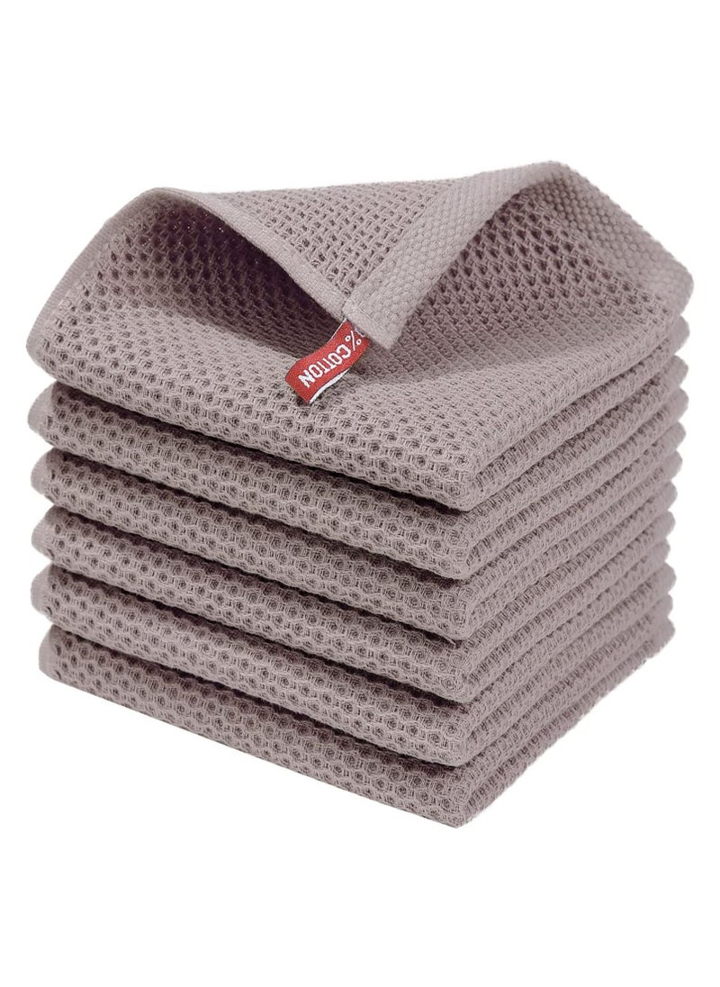 SYMURA 100% Cotton Waffle Weave Kitchen Towels - Set of 4 Absorbent and Durable Dishcloths for Everyday Use - Brown Color  - Image 1