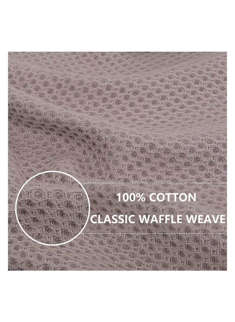 SYMURA 100% Cotton Waffle Weave Kitchen Towels - Set of 4 Absorbent and Durable Dishcloths for Everyday Use - Brown Color  - Image 2