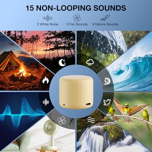 LEICEX White Noise Machine Baby Portable Sound Machine,LEICEX Travel Sound Machine,15 Non-Looping Sound Timer and Memory Play, Mini White Noise Machine for Sleeping Office Travel （Honey） - Image 3