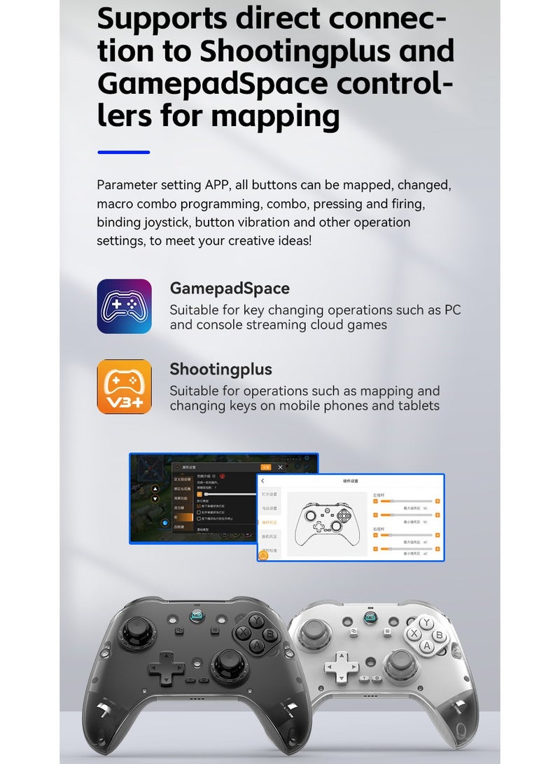 Z04 Wireless Game Controller with Charging Dock – Multi-Platform Support (Apple, Android, PC, TV), Hall Joystick, Dual-Trigger Switch, Magnetic Cover, Macro Programming, 6-Axis Gyroscope, and Turbo