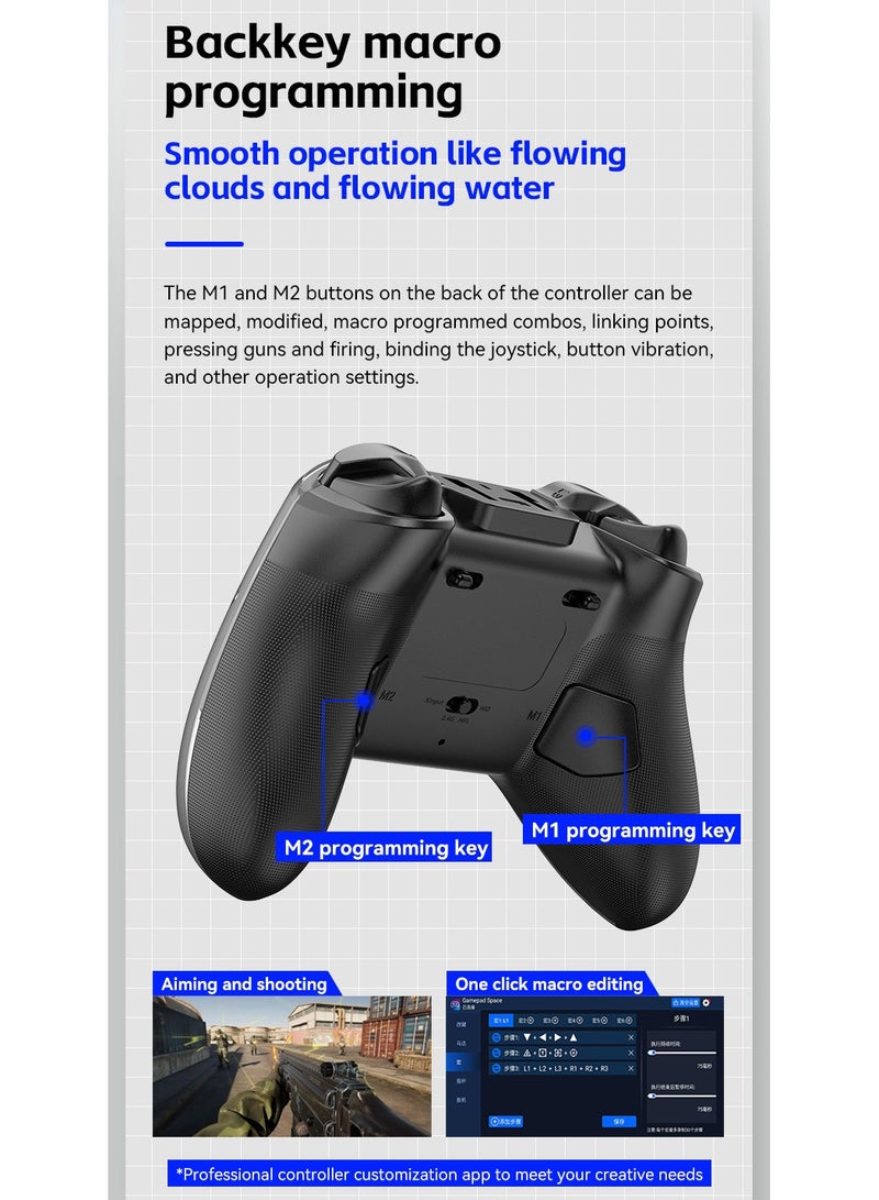 Z04 Wireless Game Controller with Charging Dock – Multi-Platform Support (Apple, Android, PC, TV), Hall Joystick, Dual-Trigger Switch, Magnetic Cover, Macro Programming, 6-Axis Gyroscope, and Turbo