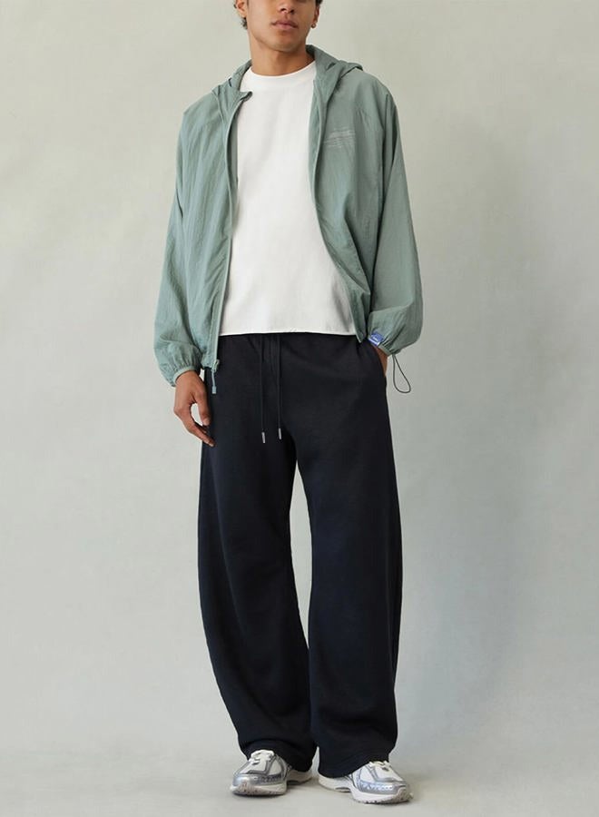 HeSaYep Men's Fleece Baggy Sweatpants Wide Leg Barrel Sweat Pants Lounge Athletic Gym Pants with Pockets, Black, S - Image 5