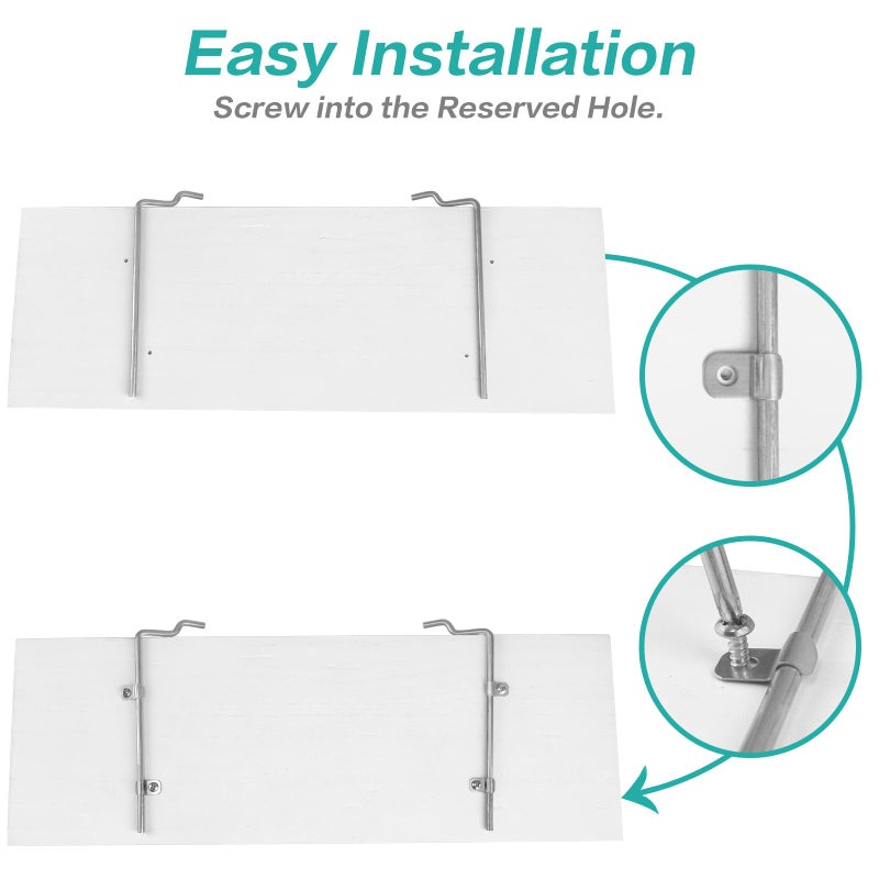 WOWKIT Pegboard Shelves, White 16" x 6" Large Peg Board Racks 2Pack Wall Organizer Shelf, 1/4 inch Heavy Duty Metal Brackets Fit All Pegboards, Wood Slats, Craft Garage Workbench Office Shelving Accessories - Image 4