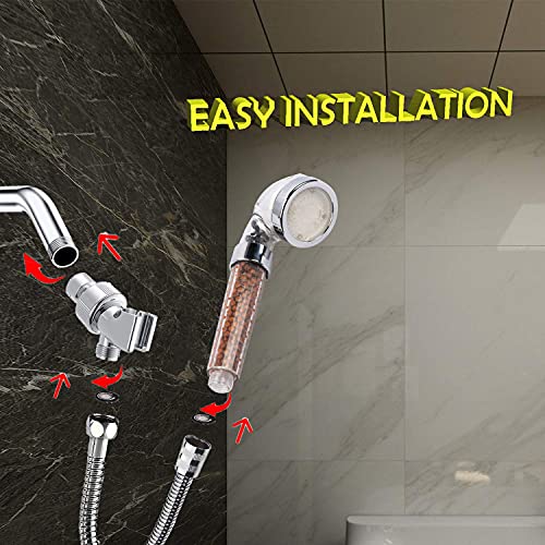 SEANADO LED Shower Head Handheld with Hose,Replacement Filter and Shower Bracket，Rainfall 7 Colors Changing High Pressure Spray Filter Showerheads Waterproof Lights for Hard Water - Image 3