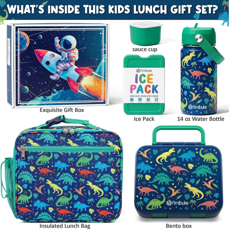Fimibuke Bento Lunch Box for Kids - Toddler Snack Bento Box Container with 3 Compartments, Stainless Steel Water Bottle, Insulated Lunch Bag, Ice Pack Set for Ages 3-12 Girl Boy Daycare Back to School - Image 2