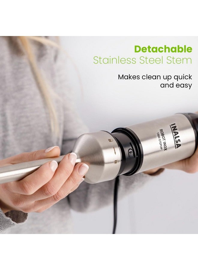 INALSA Hand Blender 1500 W|Silent DC Copper Motor|European Stepless Variable Speed Design| X.Large 1L Chopper|Unique Potato Masher| Detachable| Stainless Steel-Robot INOX 1500 StepUp - Image 3