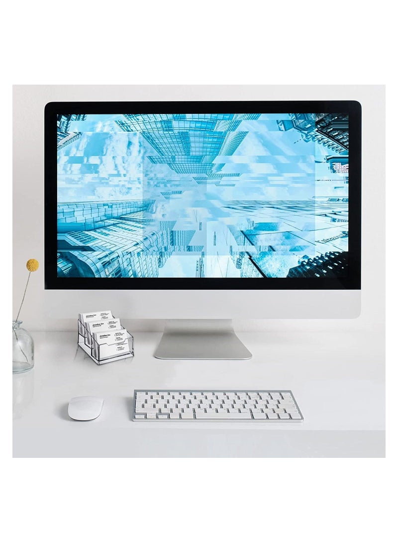 Y&D 3 Pack Clear Acrylic Business Card Holder, Tier Premium Holder Stand for Desk Fits 150 Cards  - Image 5