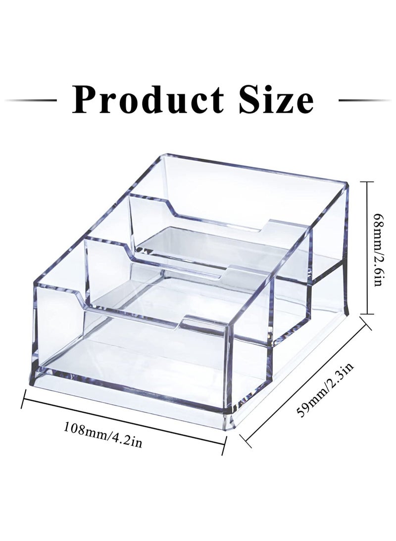 Y&D 3 Pack Clear Acrylic Business Card Holder, Tier Premium Holder Stand for Desk Fits 150 Cards  - Image 2