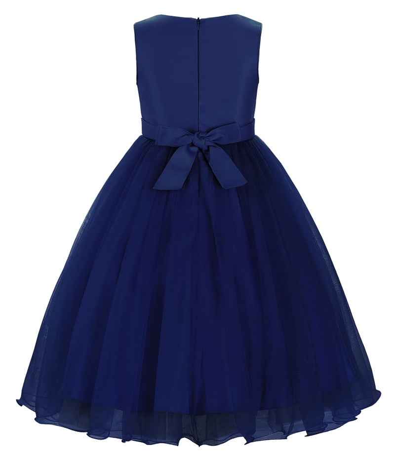 Uhnice Sequin Sleeveless Tulle Mesh Flower Girl Party Dress (6, Navy Blue) - Image 2
