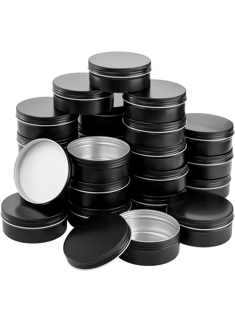 Foraineam Foraineam 24 Pack 8 oz / 240ml Round Aluminum Tin Cans with Screw Top Lids - Large Metal Empty Tea Storage Case Jars - Spice Salve Hair Wax Cosmetic Cream Containers, Black 