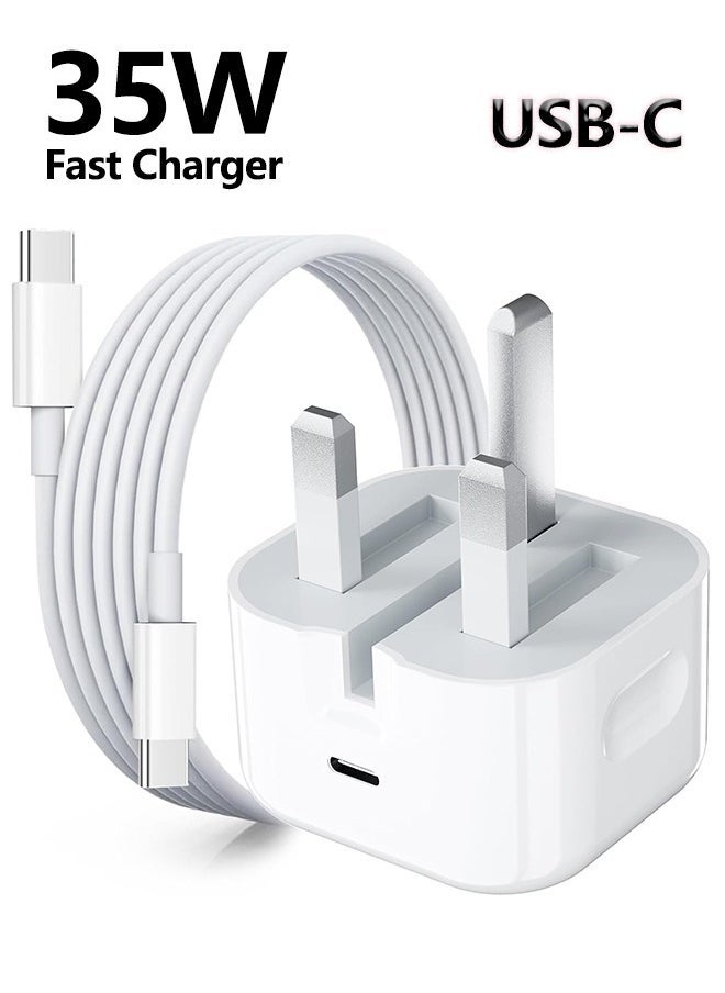 35W Type C Fast Charger, USB C Wall Fast Charger with 1M USB C Cable , Foldable iPhone Charger Type C Plug For Samsung S24 Ultra/Samsung S25Ultra/ iPhone 16 /iPhone 15/Honor/Motorola/iPad Pro/AirPo