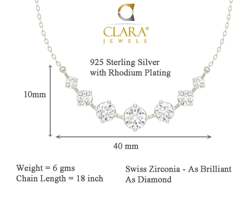 Clara Sterling-silver and Cubic Zirconia Earrings Necklace Set for Girls & Women (White) - Image 4