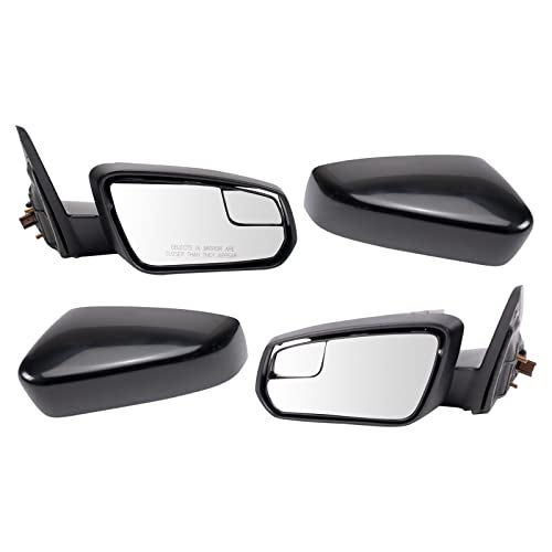 TRQ Driver & Passenger Side Power Mirror Set with Spotter Glass Smooth Black Compatible with 2011-2012 Ford Mustang FO1320720 FO1321720 - Image 1