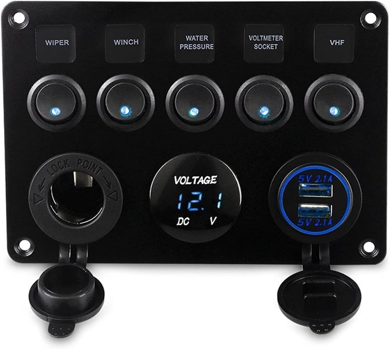 DEMULAX Dual USB Socket Charger with Voltmeter and Switch Panel - Image 1