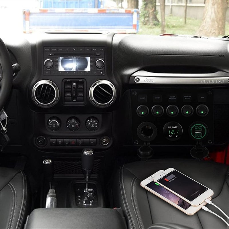 DEMULAX Dual USB Socket Charger with Voltmeter and Switch Panel - Image 3