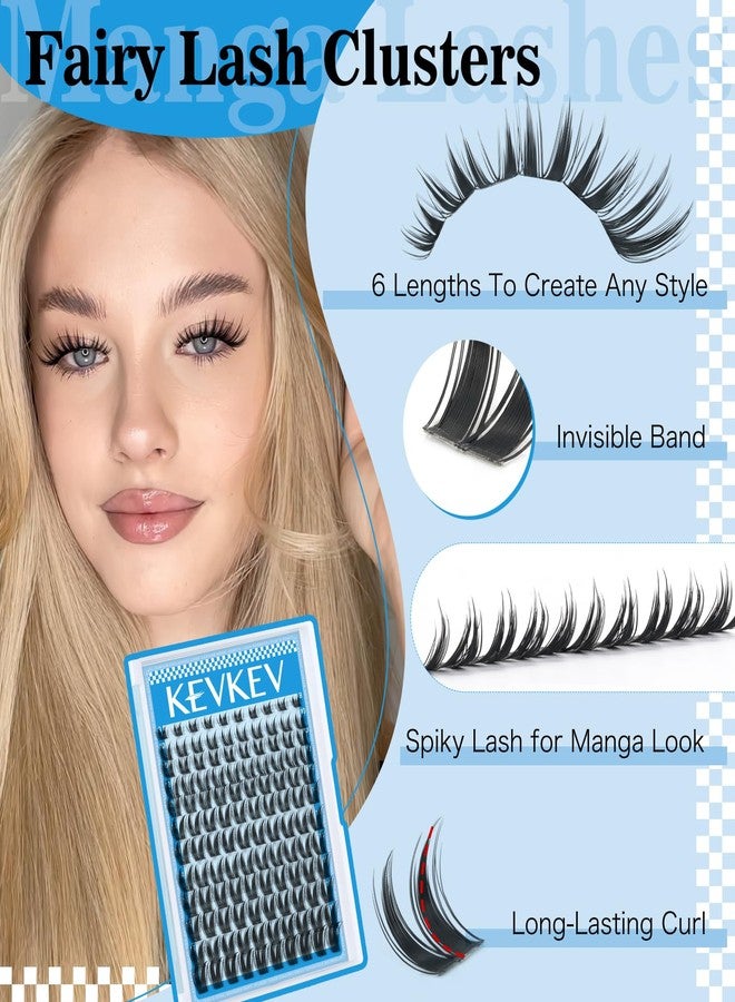 KEVKEV Bunny Lash Clusters Kit Manga 8-18mix Spiky Fairy Bloom Lash Extension Kit Invisible Ultra-Thin Band Manga Lashes Eyelash Clusters Kit With Lash Bond And Seal DIY at Home(Bunny Kit) - Image 3