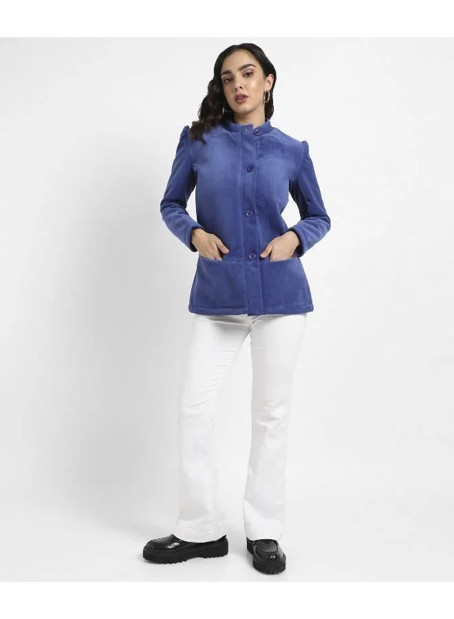 Pinacolada  Women's Indigo Blue Single-Breasted Blazer With Power Shoulders for Women | Best Price UAE