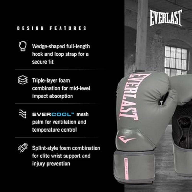 Everlast Elite 2 Boxing Gloves  Pro Training Gloves For Men And Women  Secure Fit Hook And Loop Closure & Ventilation  Heavy Bag & Speedbag Training (12Oz  Black/Gold) - Image 3