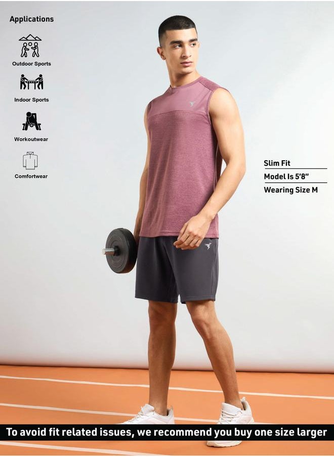 Technosport Solid Slim Fit Sports Shorts with Drawstring