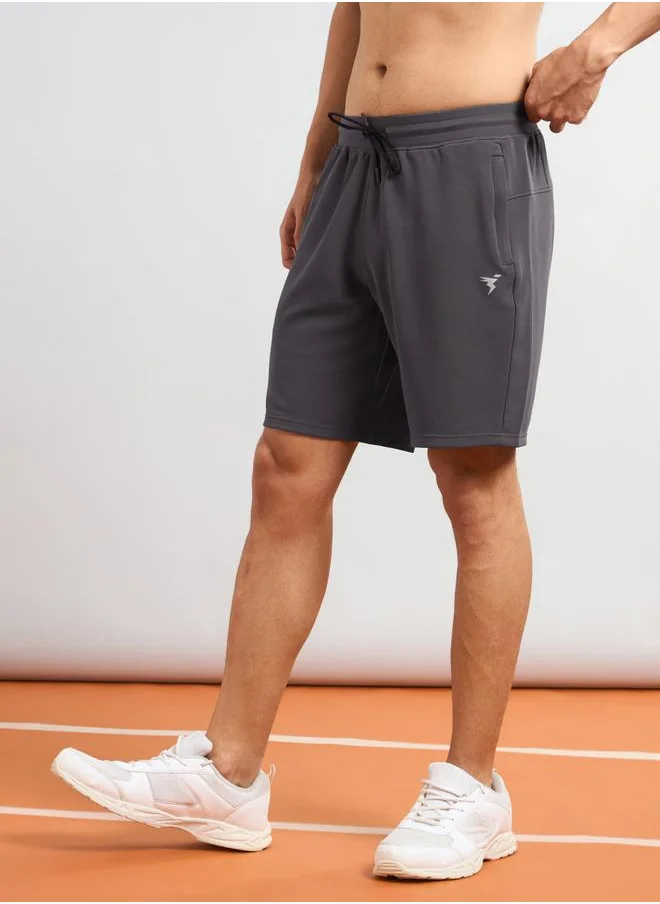 تكنوسبورت Technosport Solid Slim Fit Sports Shorts with Drawstring