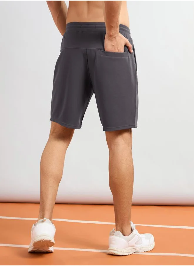 تكنوسبورت Technosport Solid Slim Fit Sports Shorts with Drawstring