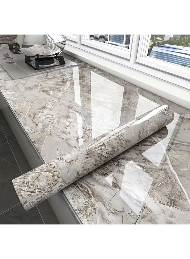 Thickened Heat Resistant Waterproof Oil Proof Marble Self Adhesive Peel And Stick Wallpaper For Kitchen Countertop Cabinet Renovation 15.75 Inch Wide 78.74 Inch Long - Image 4